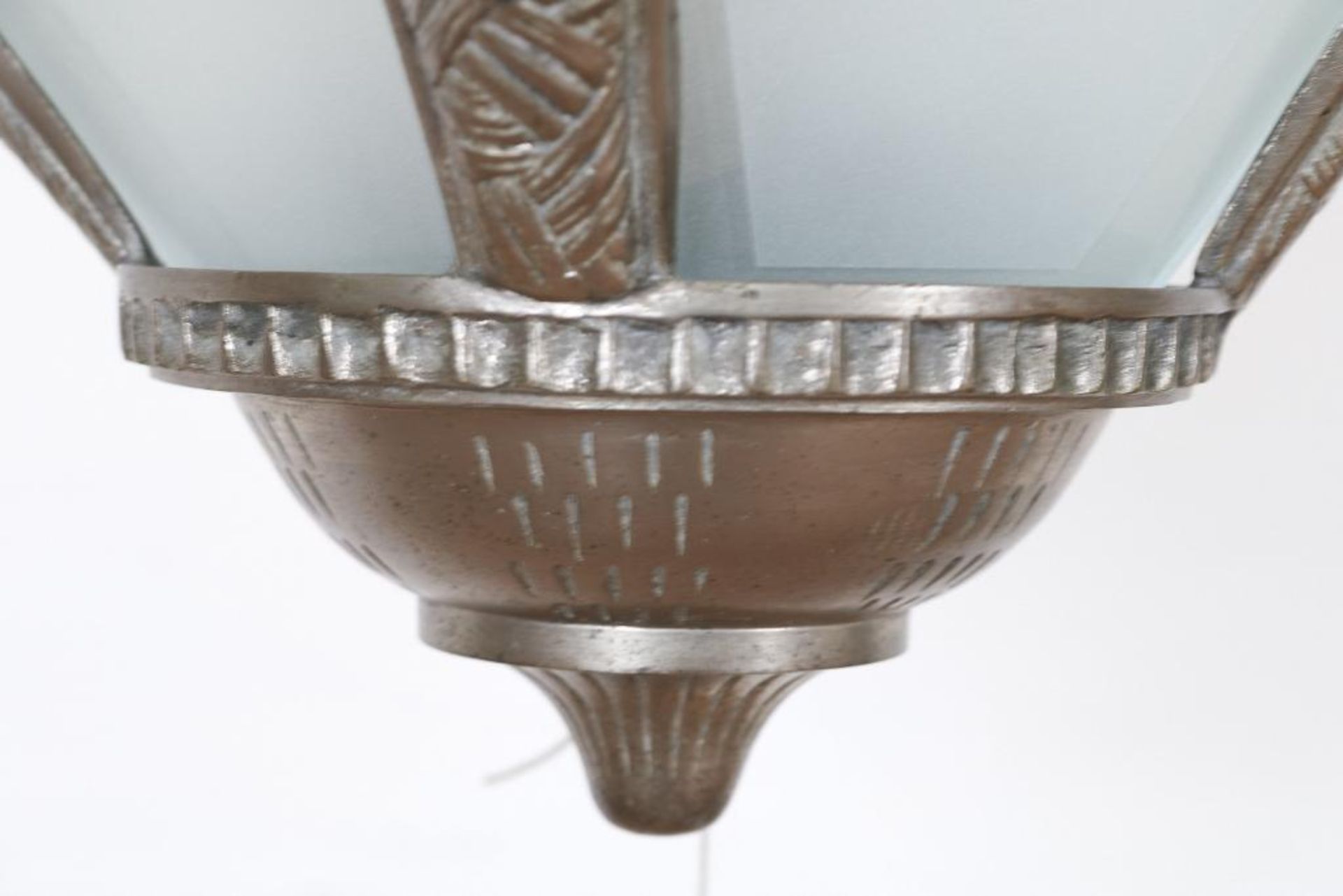 Verzilverd bronzen Art Deco hanglamp - Image 3 of 3