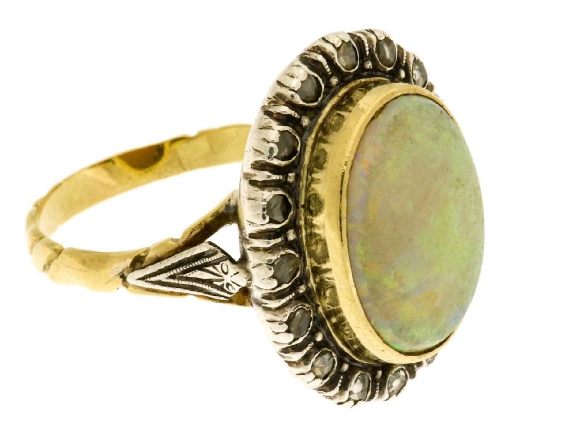 Bi color ring met opaal en diamant - Image 2 of 2