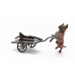Bronzen Weense pug met kar