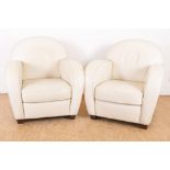 Stel Witlederen armfauteuils