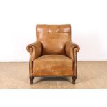 Bruinlederen Art Deco clubfauteuil