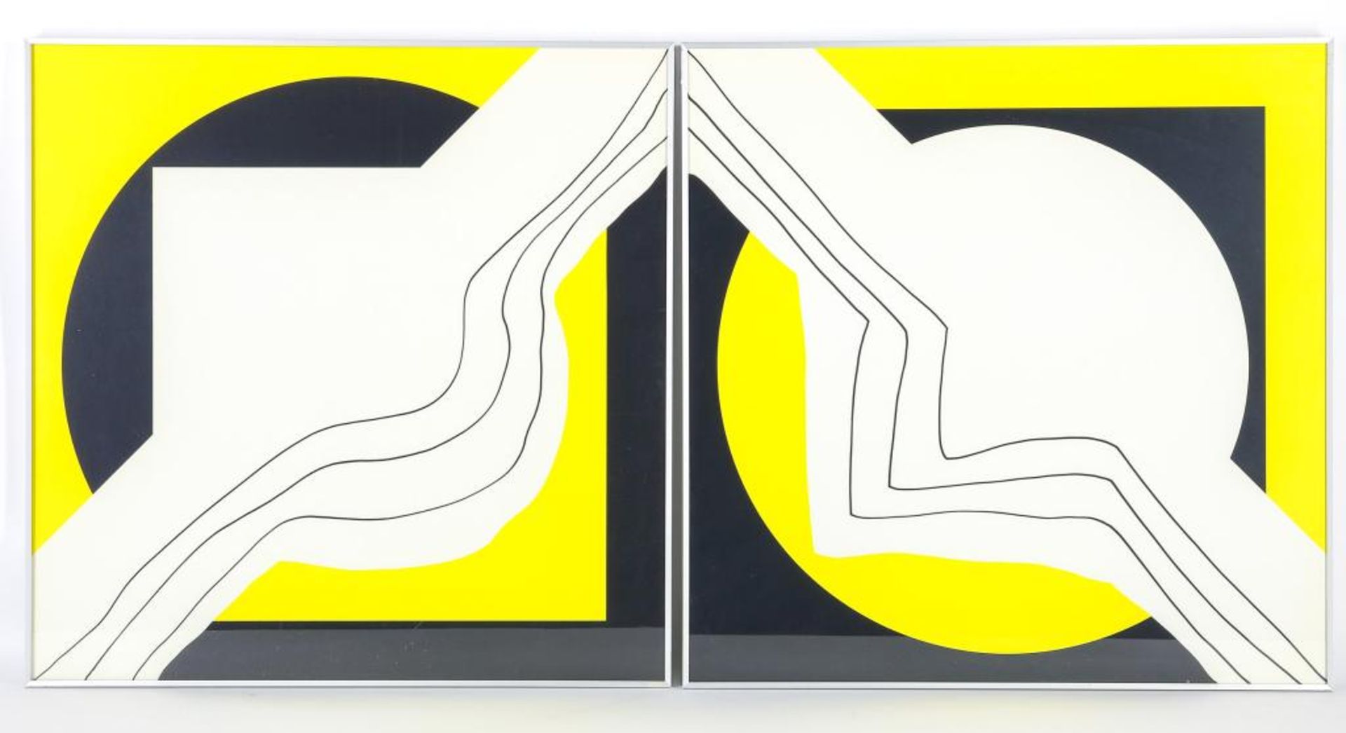 Onbekend lijnenspel met zwart en geel 2x - Image 7 of 7
