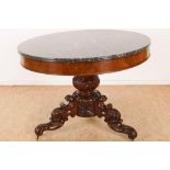 Mahonie Biedermeier tafel met marmer top