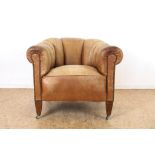 Bruinlederen Art Deco clubfauteuil