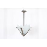 Verzilverd bronzen Art Deco hanglamp