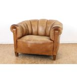 Bruinlederen Art Deco clubfauteuil