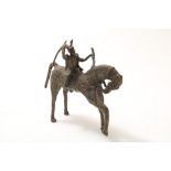 Bronzen sculptuur Dogon krijger te paard