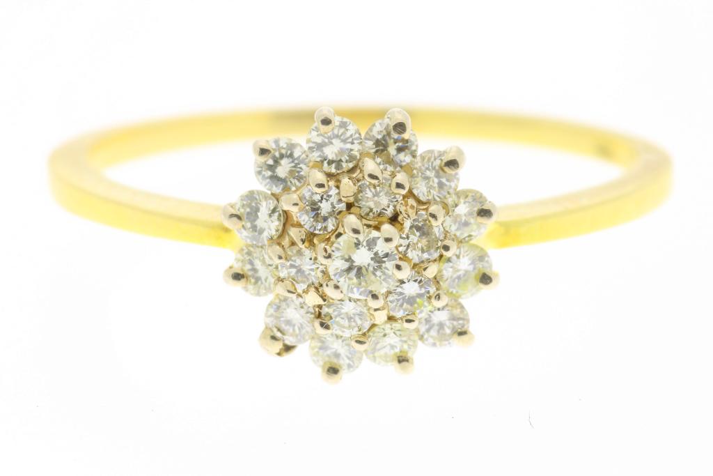 Geelgouden entourage ring diamant bezet