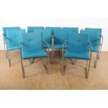 Serie van 11 Arco buisframe stoelen