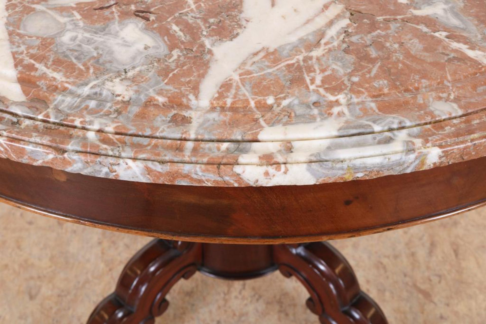 Mahonie tafel met marmeren blad - Bild 3 aus 4
