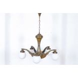 Messing Art Deco 5-lichts hanglamp