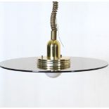 Design messing hanglamp met rookglazen