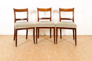 Serie van 3 mahonie Biedermeier stoelen