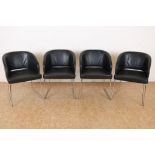4 zwart leren stoelen Rolf Benz