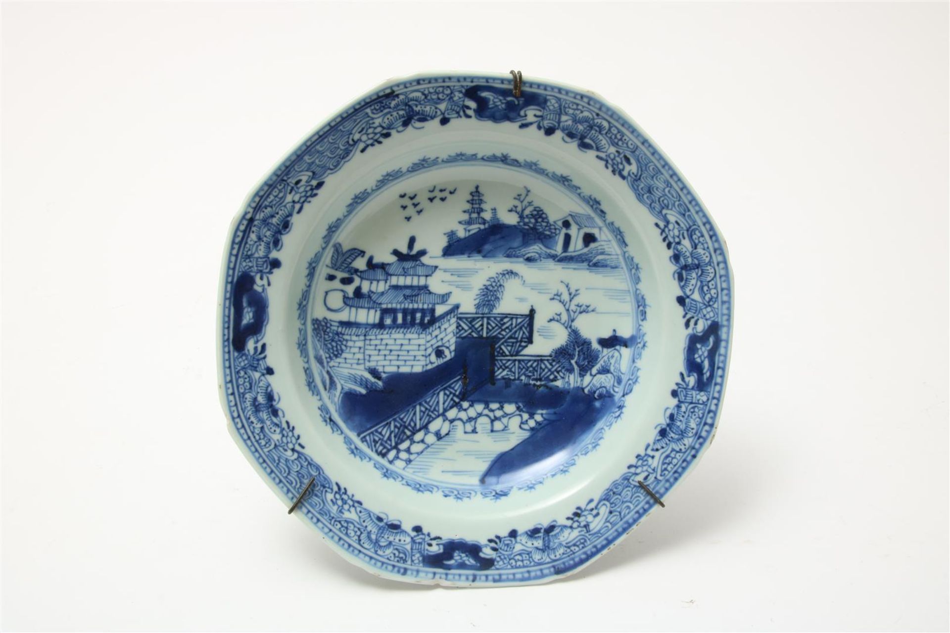 Set of porcelain Qianlong plates with a bird near flowering shrubs and a blossom branch, - Image 8 of 12