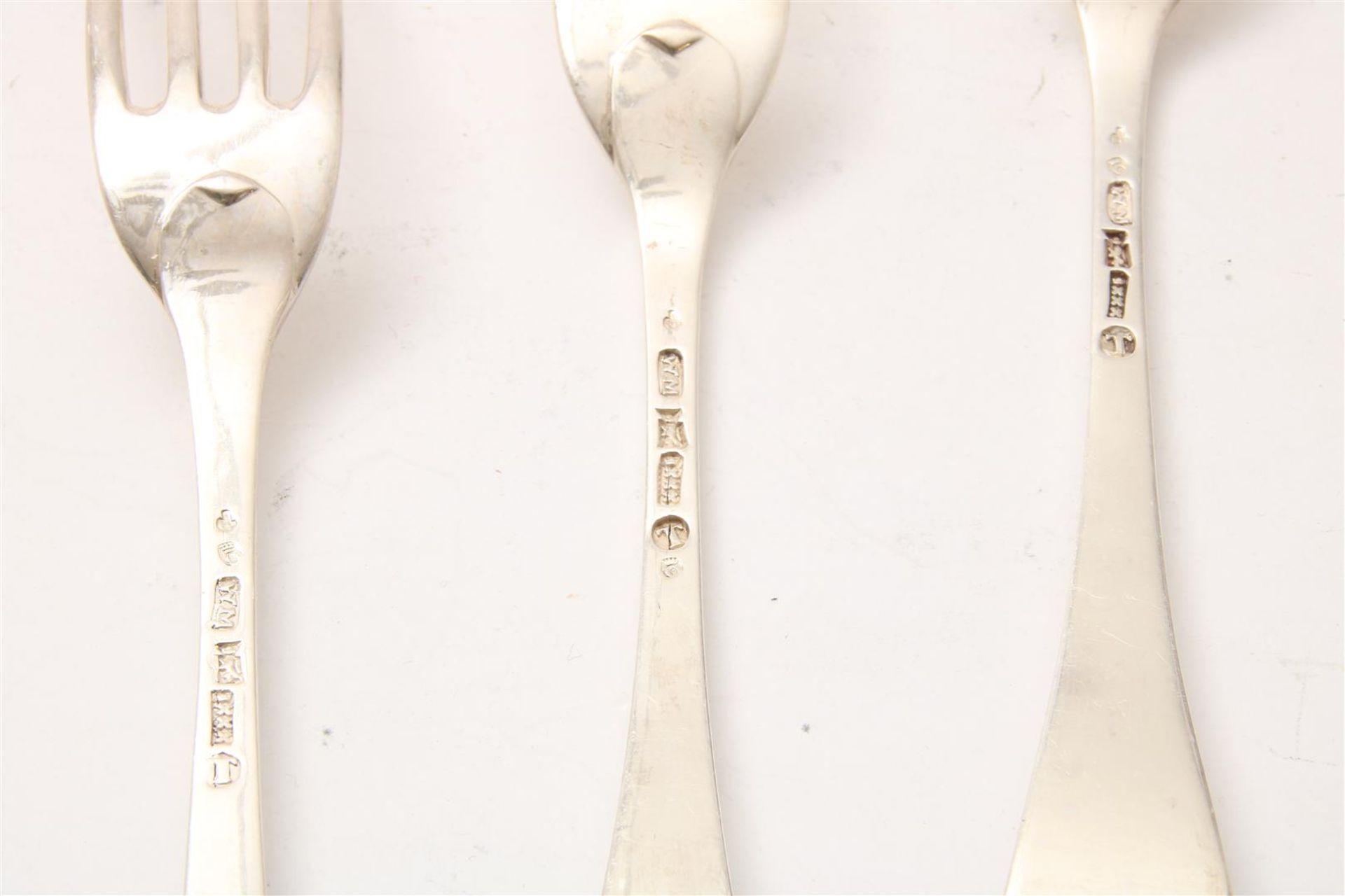 Set of 12 silver large spoons, alloy 925/000, Amsterdam, master mark: "WM": Jan Woortman, year stamp - Image 4 of 4