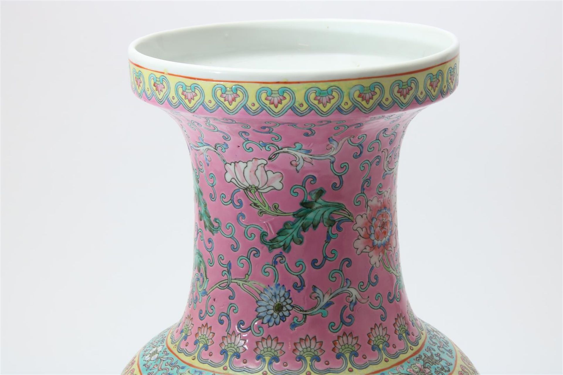 Porcelain baluster-shaped vase decorated with figures in a landscape, back poem, marked in red on - Image 5 of 7