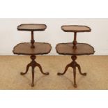 Set mahogany etagere side tables