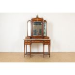 Intarsia dressing table with mirror