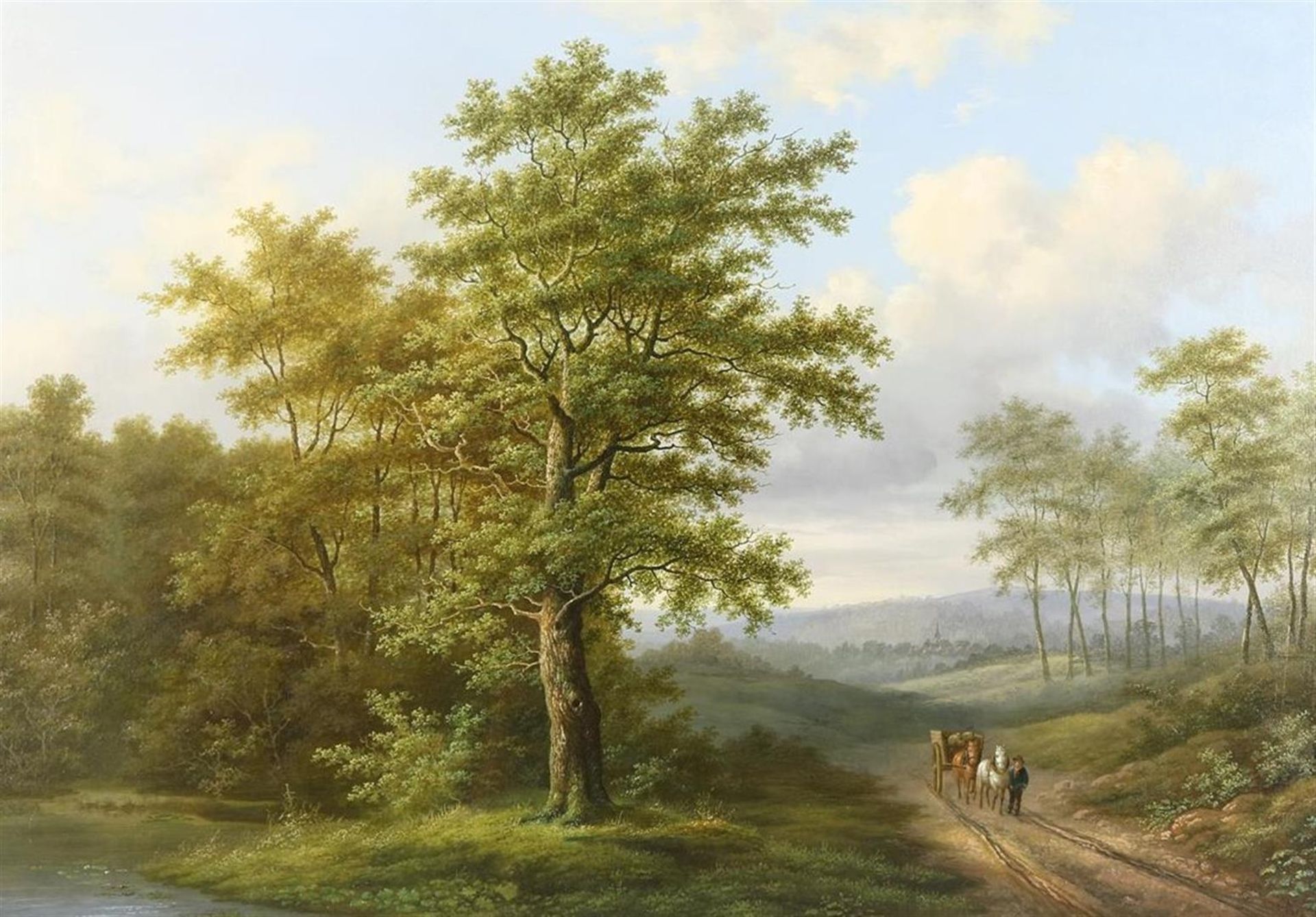 Idyllic landscape, 20th century, panel 51 x 73 cm.
