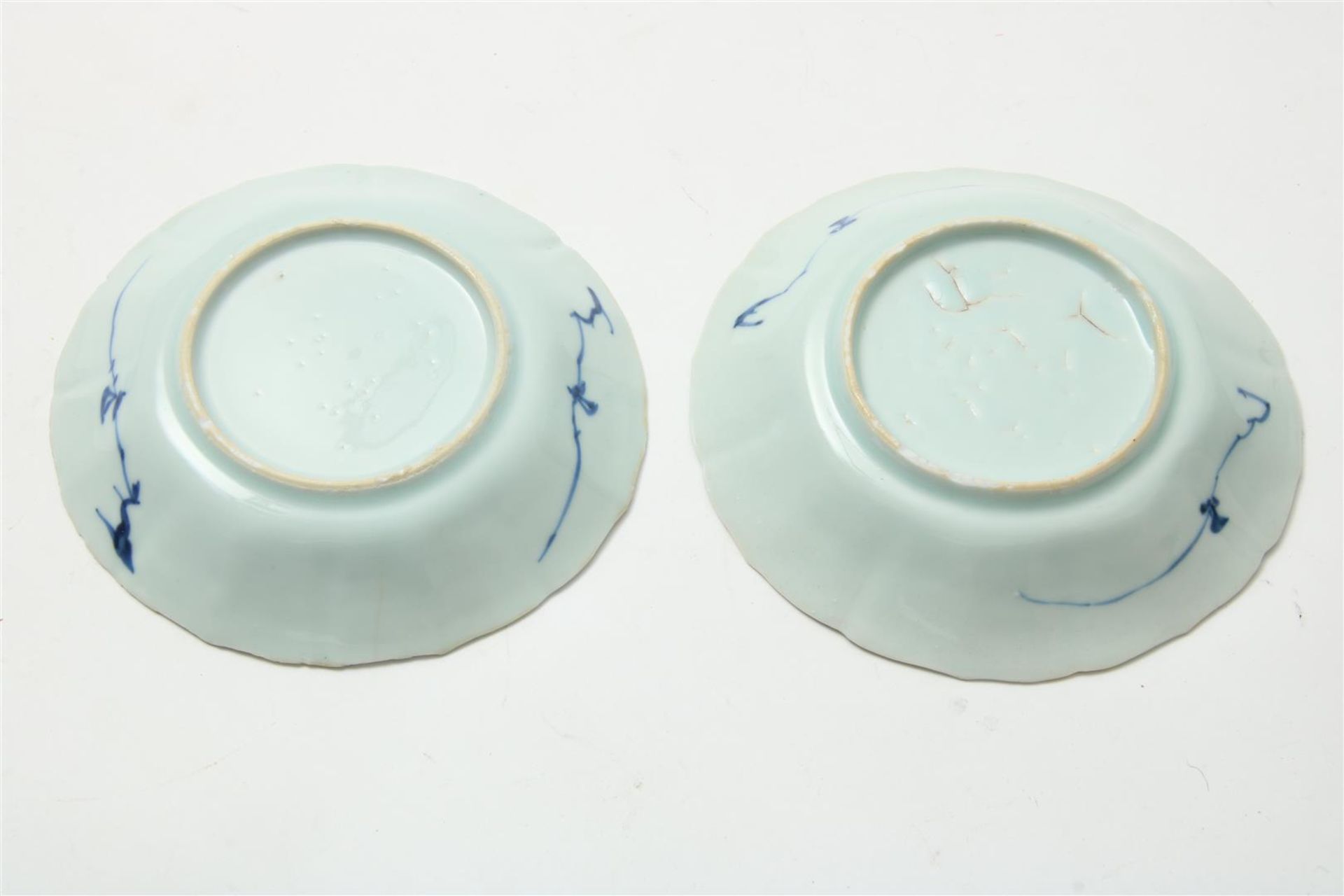 Set of kraak porcelain dishes, Wanli, decorated in blue with landscapes, diam. 13.5cm. (hairline, - Image 2 of 4