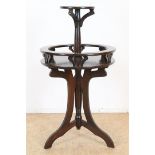 Oak Art Nouveau round table with rotating plateau,