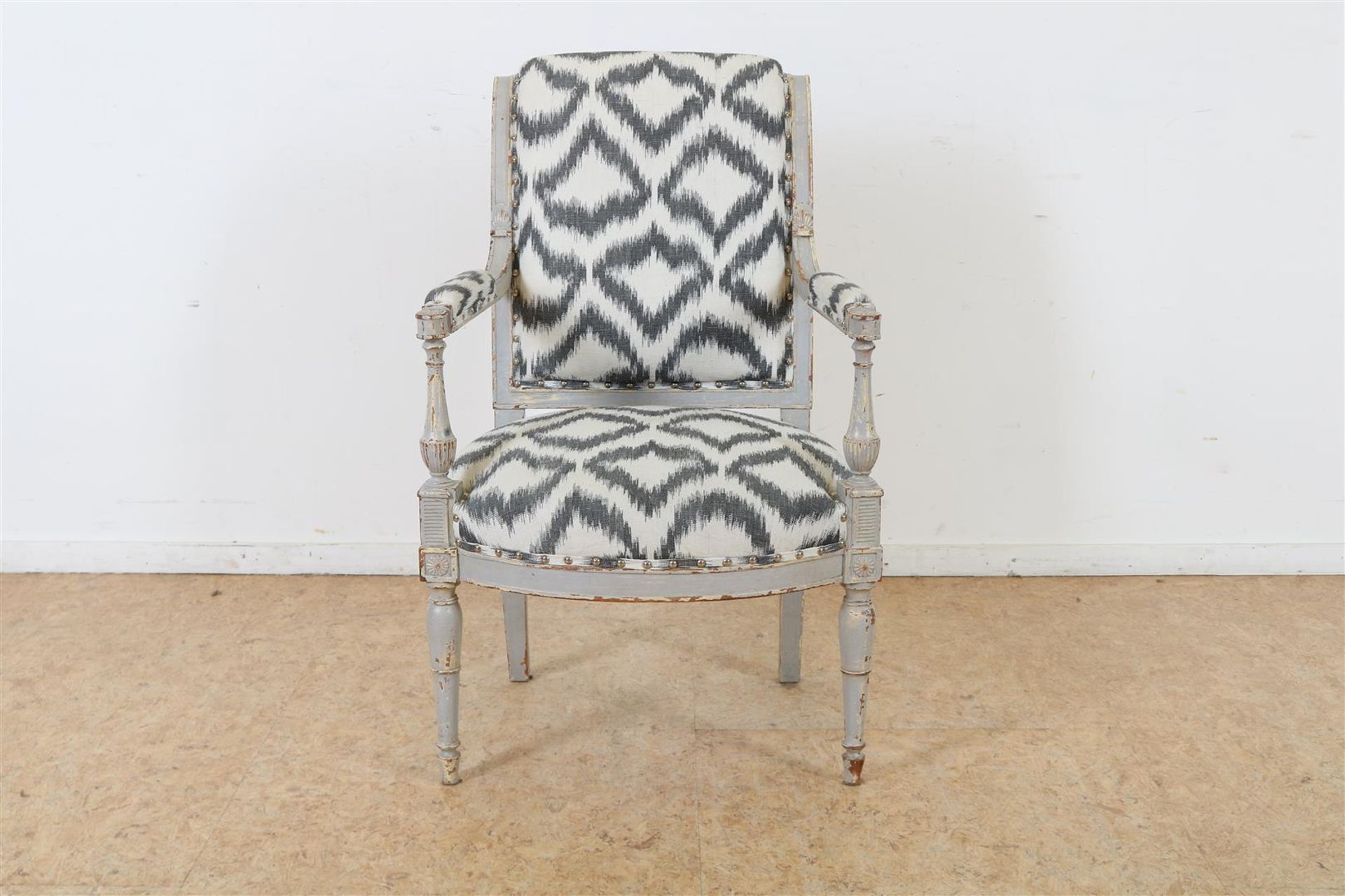 Cream lacquer Louis XVI style armchair