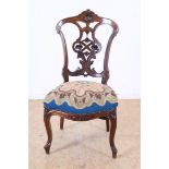 Victorian knitting chair with carved grape tendrils