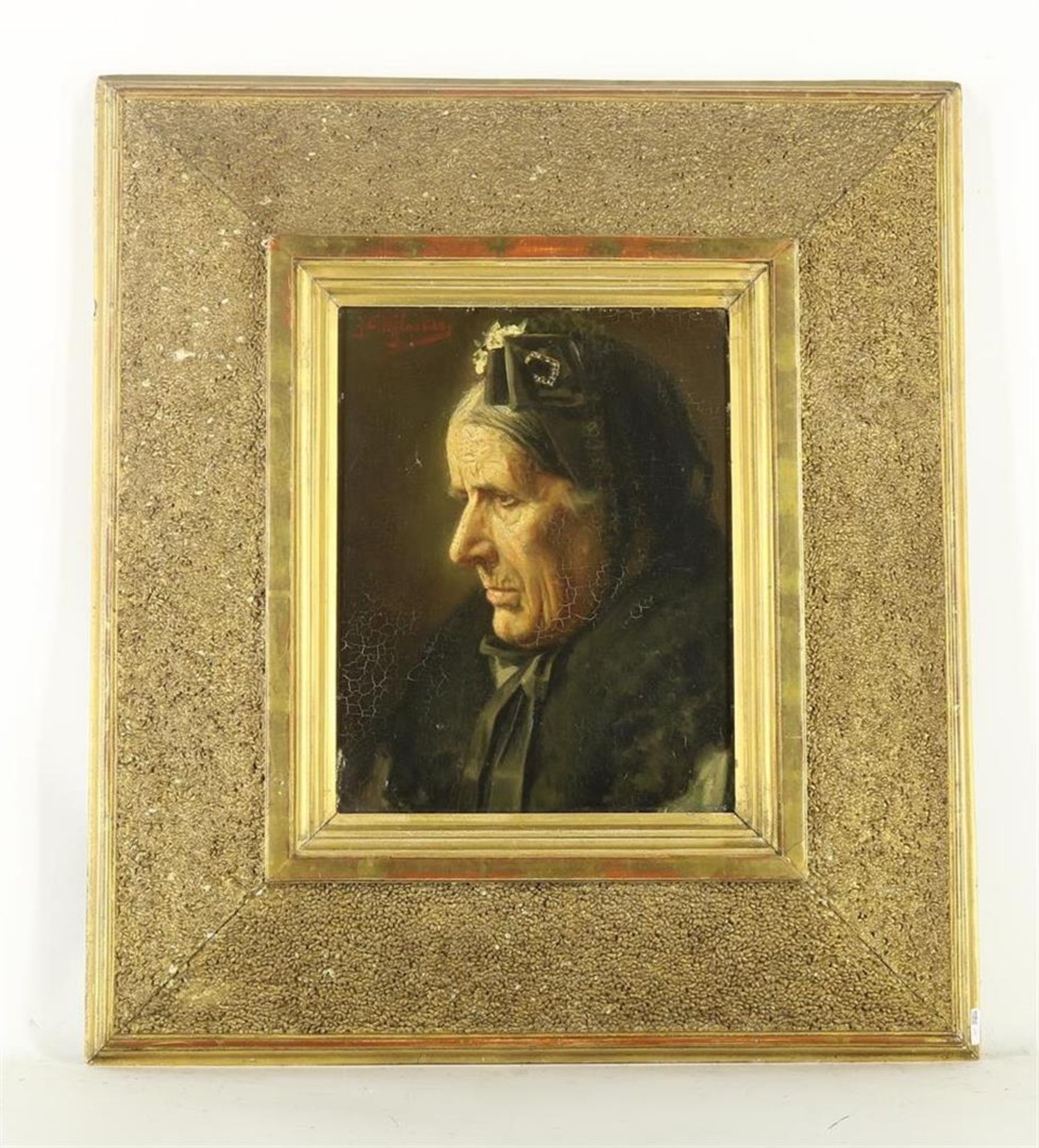 Jan Cornelis Wijlacker (1869-1895) Portrait of an old lady, signed l.l., panel 35 x 27 cm. - Image 2 of 4