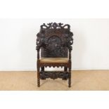 Oak Renaissance carved armchair