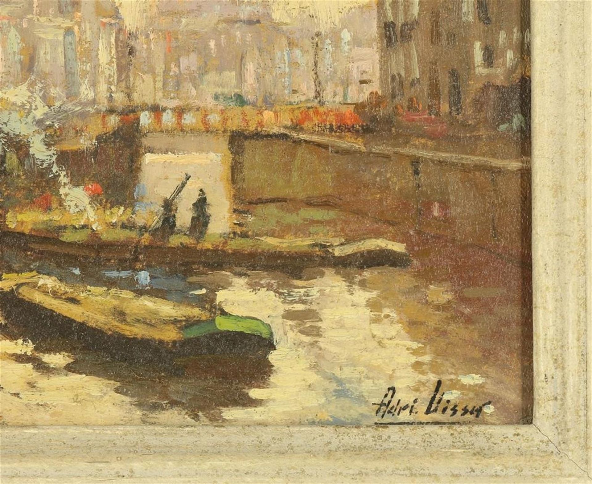 Adrianus (Adri) Visser (1887-1969) Canal view of Amsterdam, signed l.r., canvas 28 x 38 cm. - Image 3 of 4