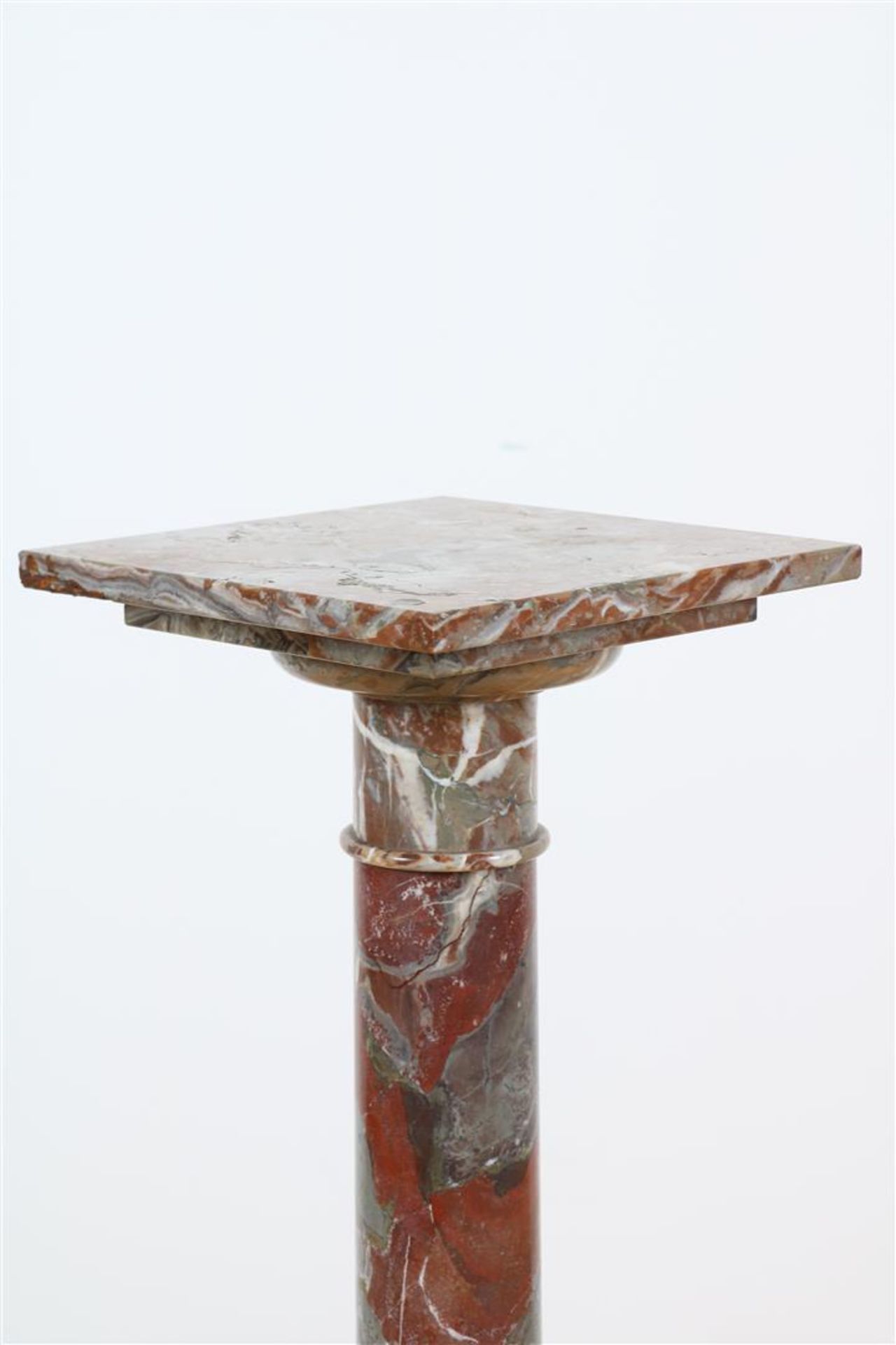 Red marble veined pedestals, with removable top, late 19th century, height 108 cm. - Image 5 of 5