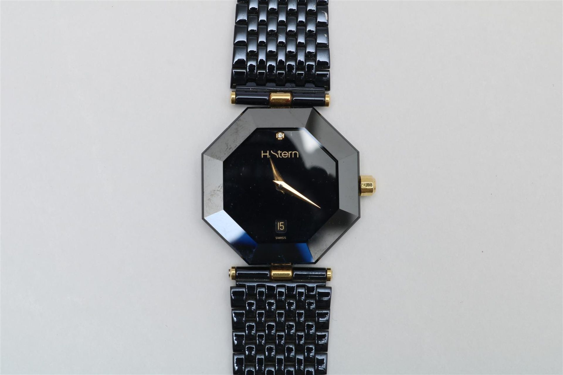 H. STERN, dark blue titanium with steel ladies octagonal wristwatch (with certificate of appraisal
