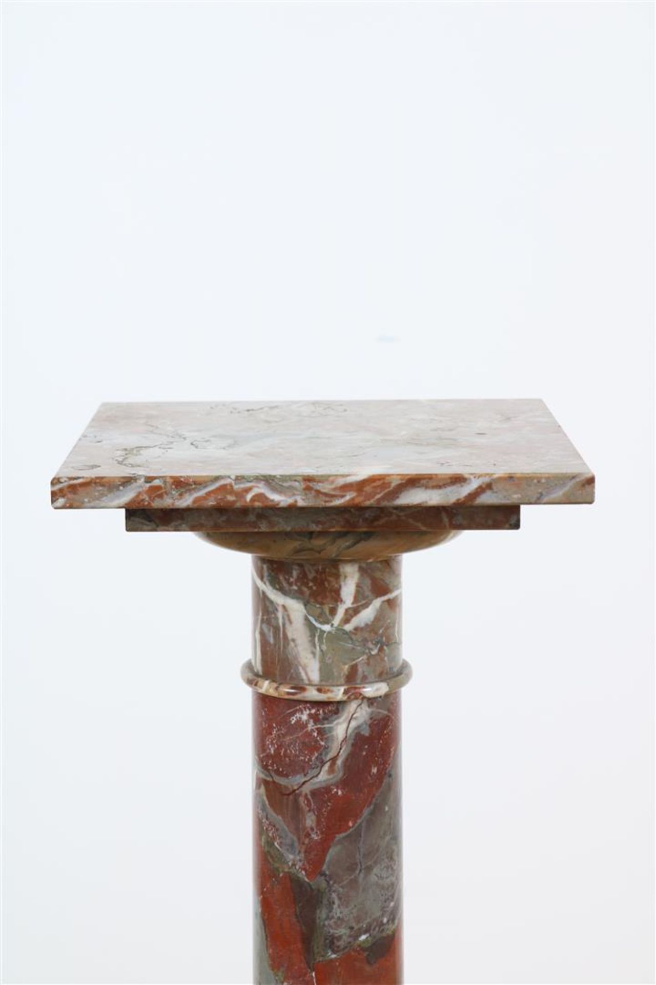 Red marble veined pedestals, with removable top, late 19th century, height 108 cm. - Image 2 of 5
