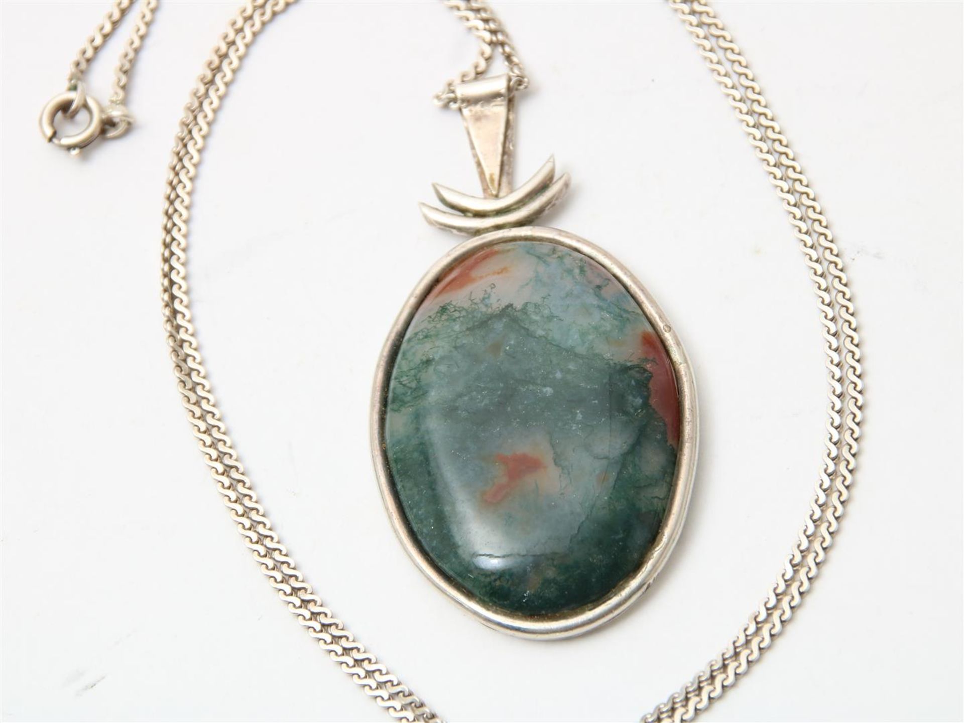 Silver hanger with moss agate and necklace with various semi-precious stones - Bild 2 aus 3