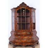 Burr walnut Louis XV-style China cabinet