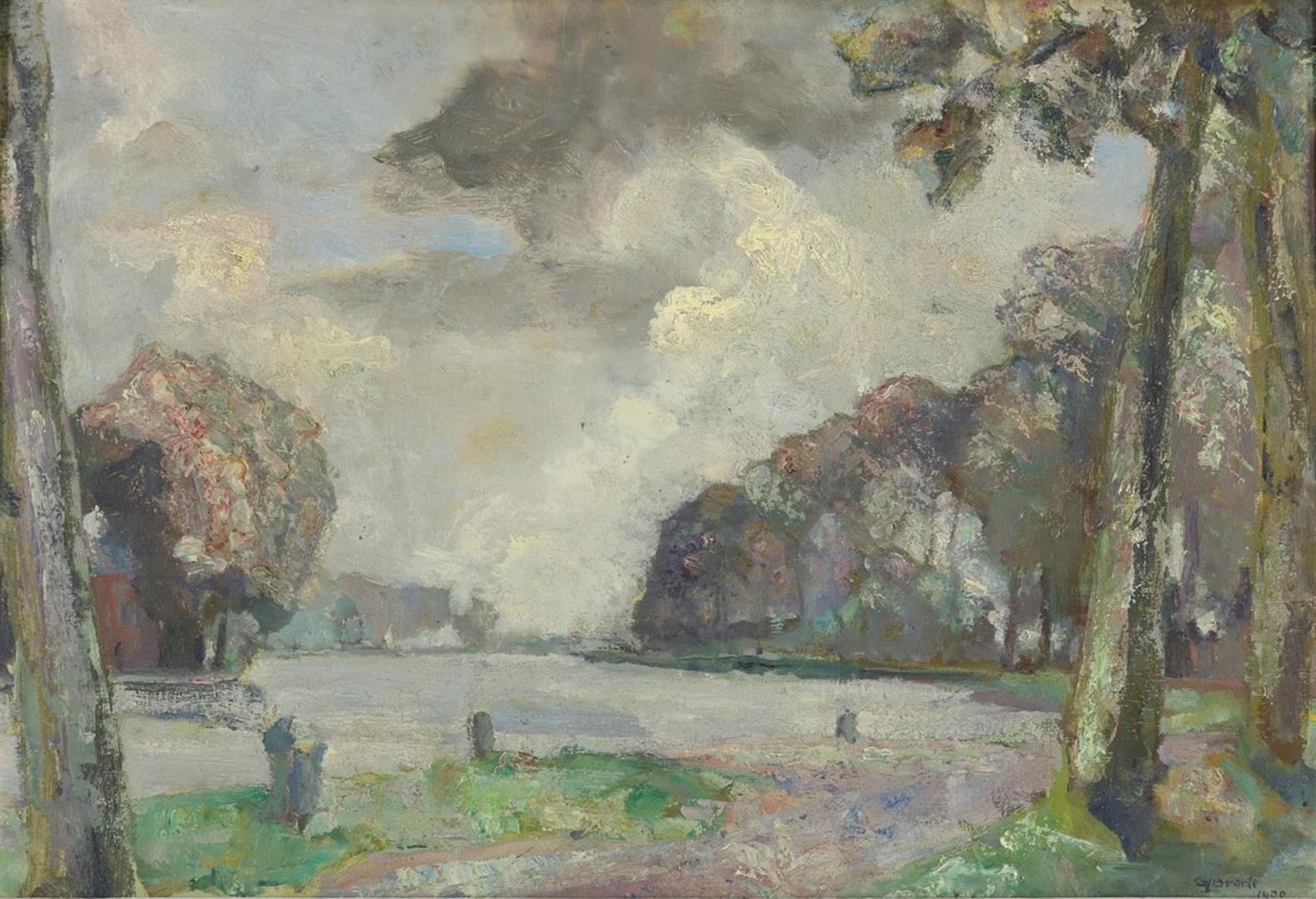 Bert Brante (1908-1991) View of the Amstel, signed and dated 1930, bottom right. Canvas 45 x 65 cm.