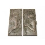 Set of bronze Art Nouveau-style plaques