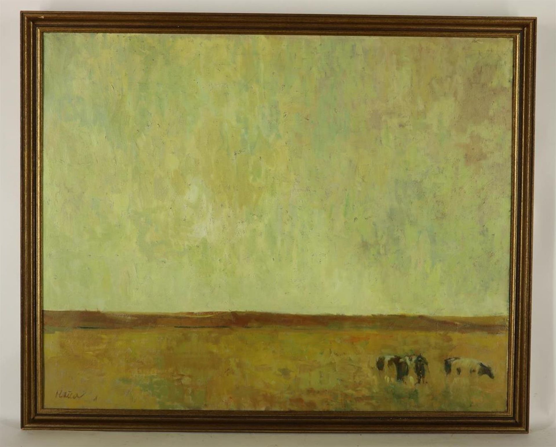 Monica Rotgans (1951-) Cows in landscape, signed lower left, oil on canvas, 79 x 99 cm. - Image 2 of 4