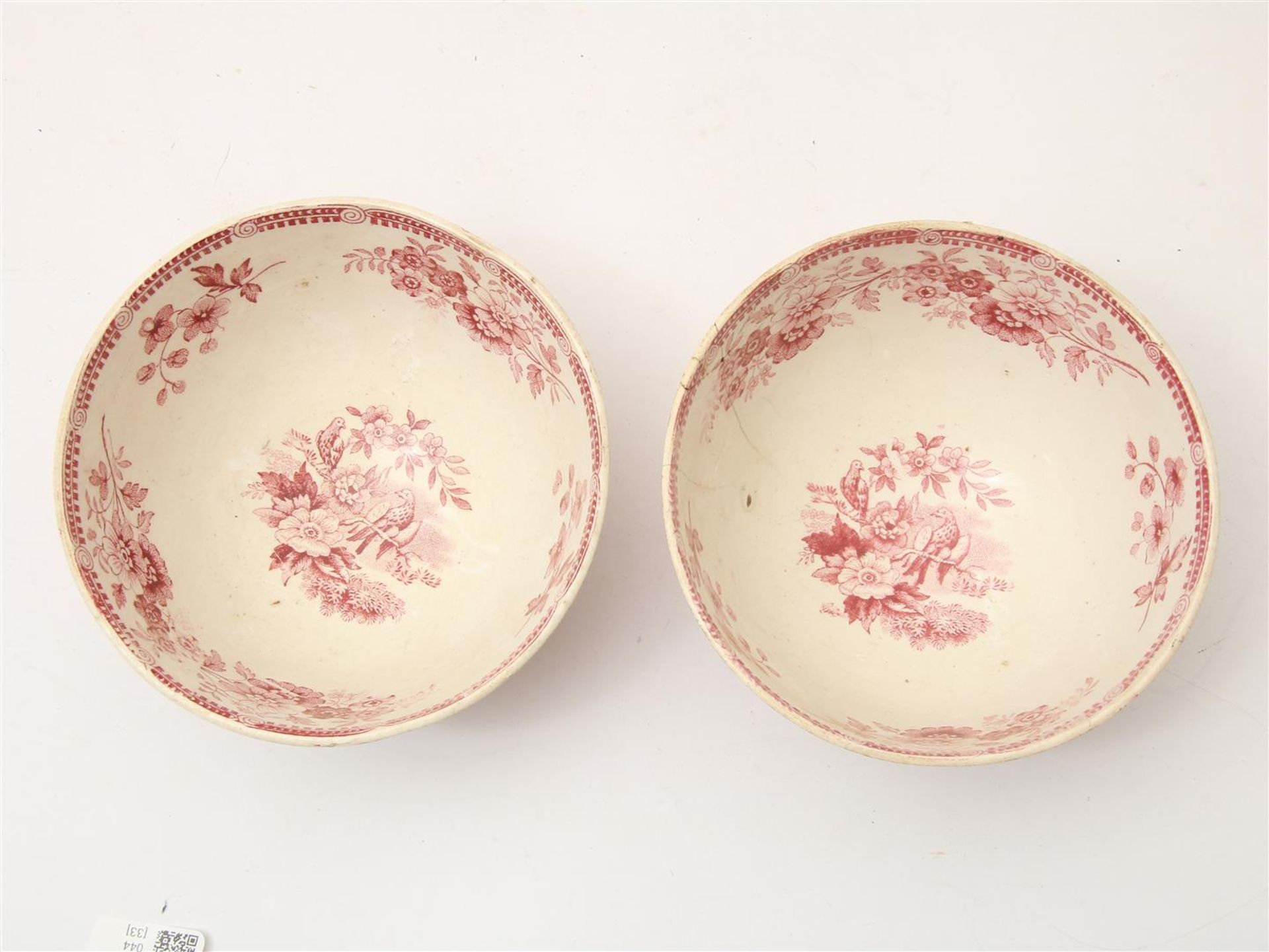 Lot of 5 earthenware cups and saucers, marked Petrus Regout ca. 1855-1880, 5 earthenware cups and - Image 12 of 16
