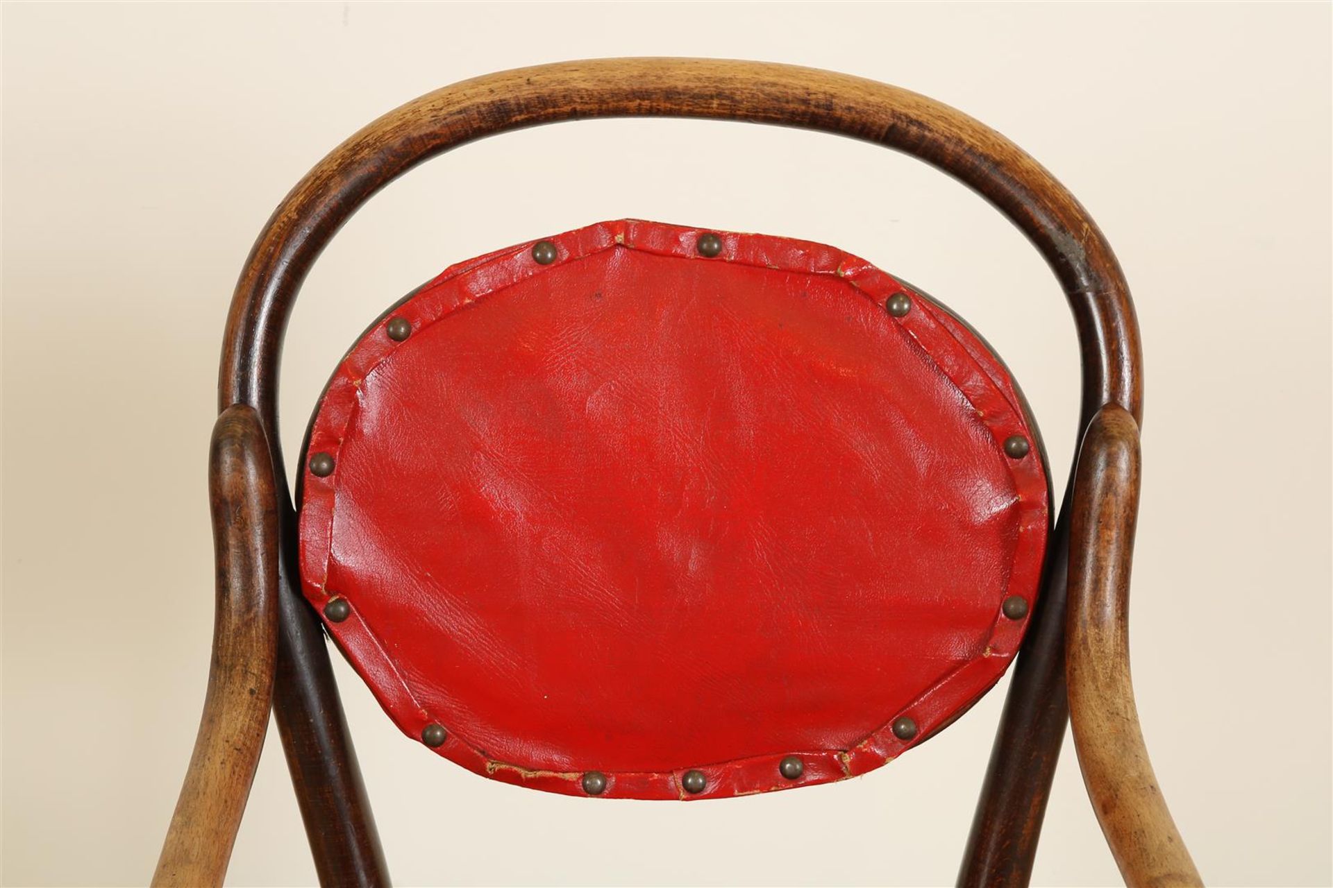 Curved beech wood children's chair, Fischel, Czechoslovakia, with red Sky upholstery. - Image 2 of 4