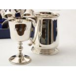 Series of 6 silver wine goblets