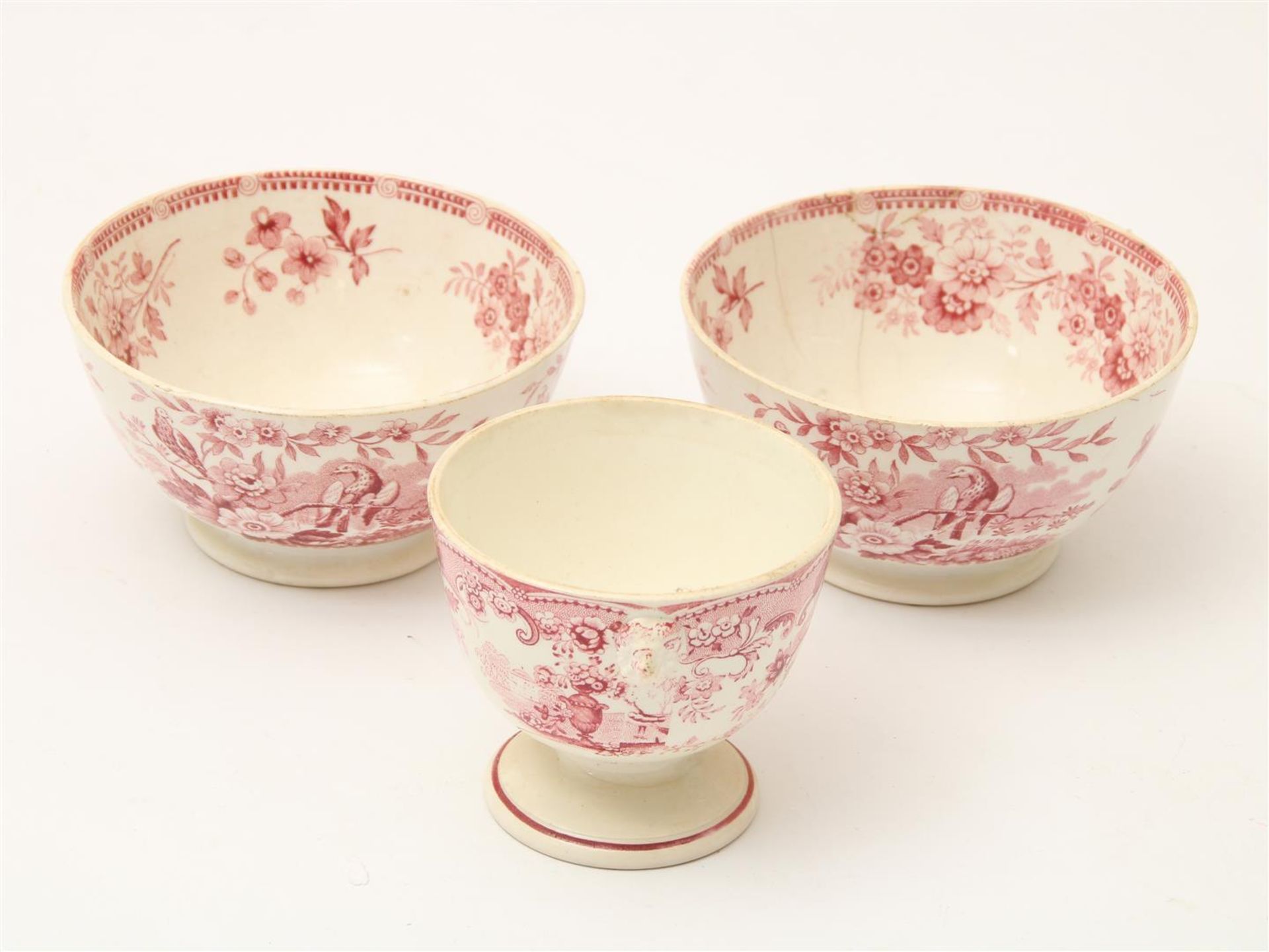 Lot of 5 earthenware cups and saucers, marked Petrus Regout ca. 1855-1880, 5 earthenware cups and - Image 8 of 16
