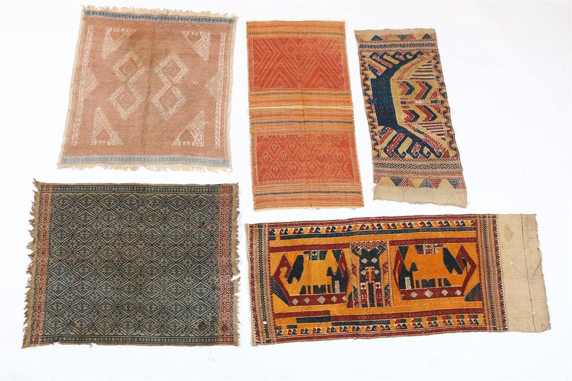Two various elongated ceremonial cloths, Tatibin