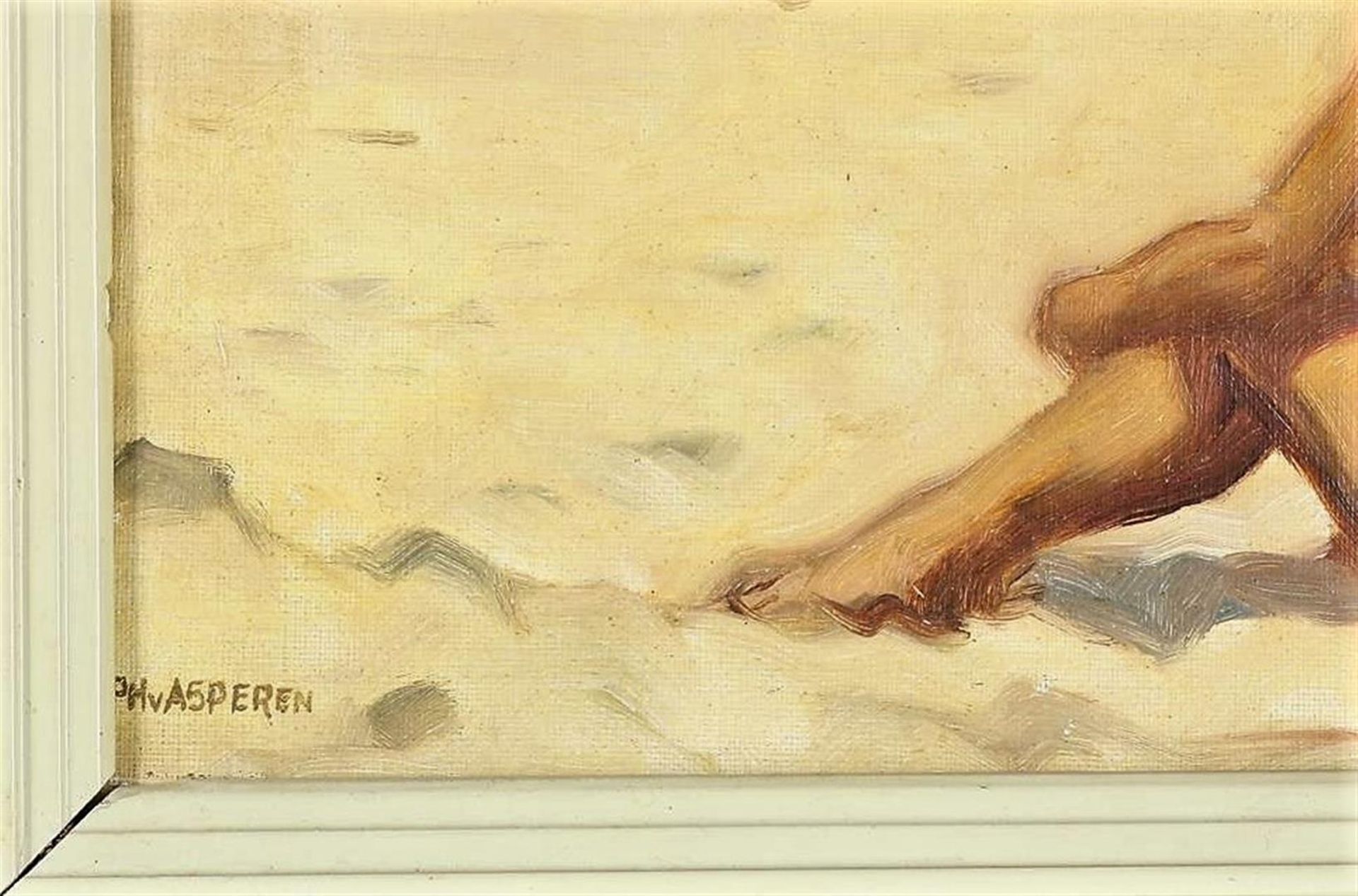 Piet Hein Asperen van (1895-1969) Sunbathing on the beach, signed l.l., canvas, 24.5 x 31 cm. - Image 3 of 4