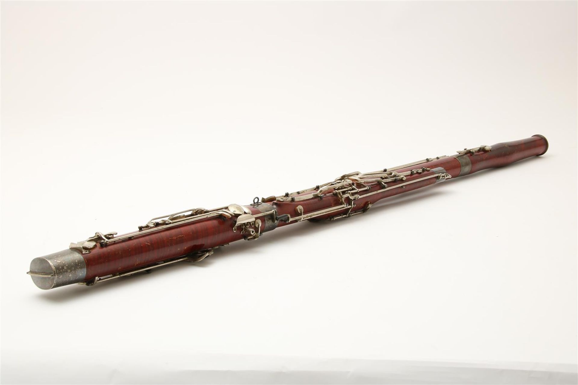 Wooden bassoon, address: Gebruder Monnich Markneukirch, length: 134 cm, ca. 1900, used condition,