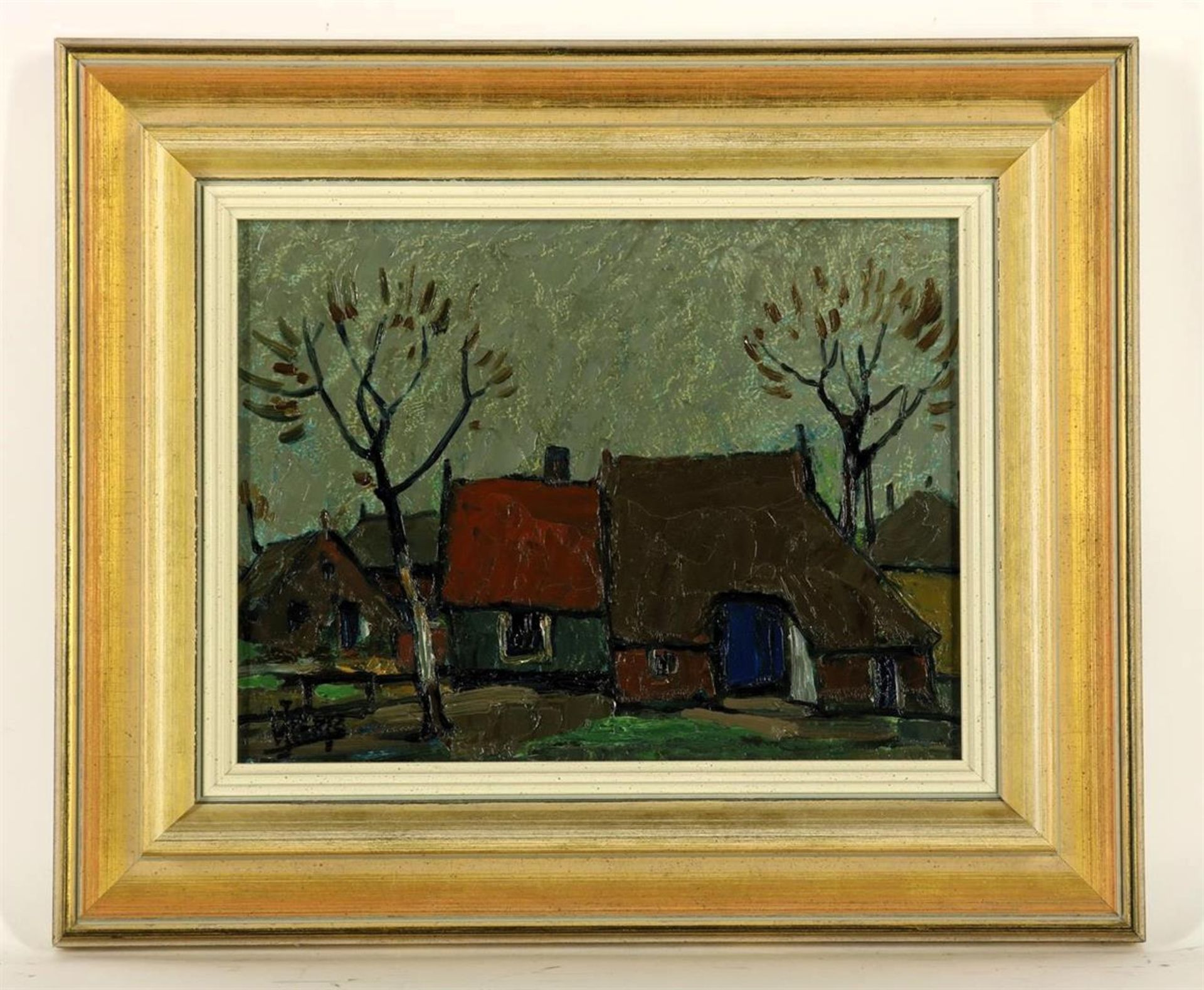 Henri Louis (Joub) Wiertz (1893-1966) Farm, signed lower left, panel 22 x 30 cm. - Image 2 of 4