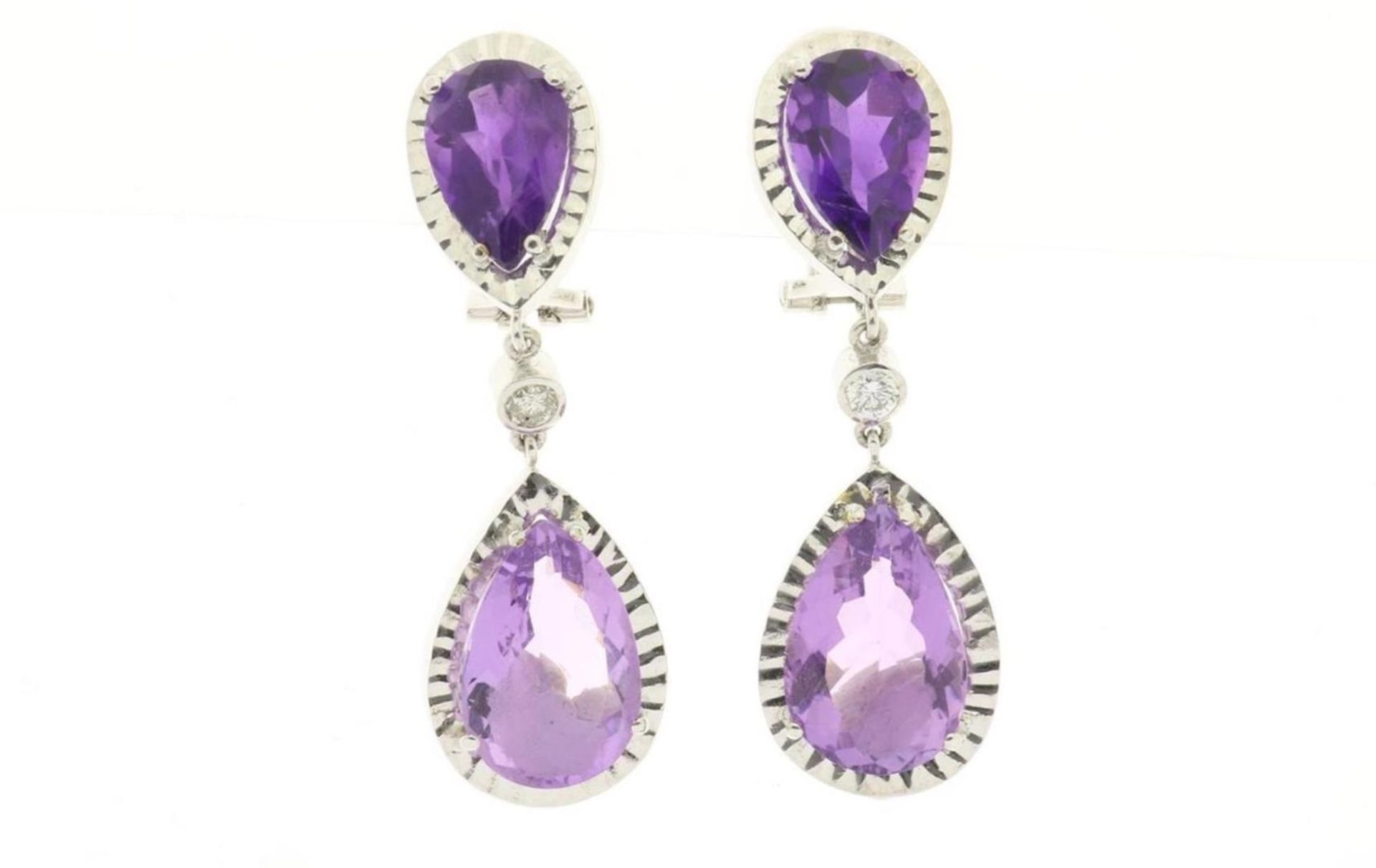 White gold earrings with amethyst and diamond