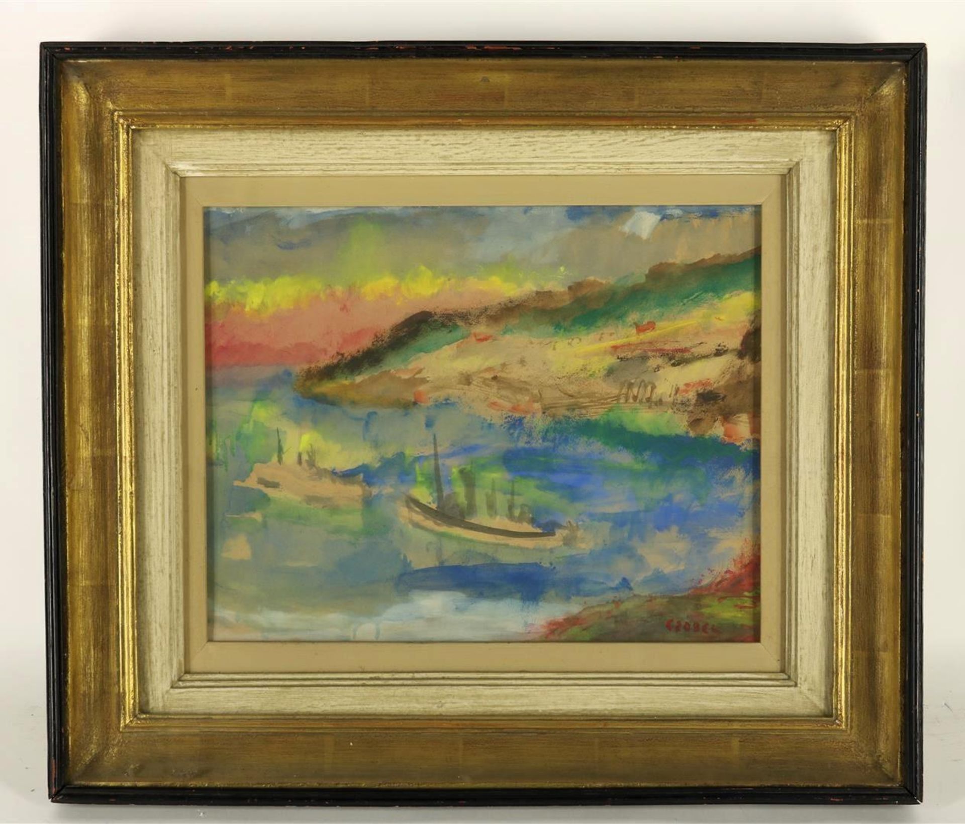 Bela Adalbert Czobel (1883-1976) 'Bay' signed lower right, watercolor 40 x 45 cm. - Image 2 of 4