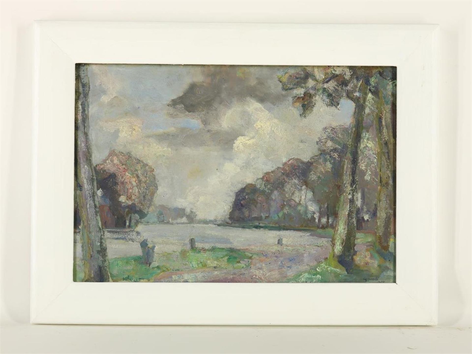 Bert Brante (1908-1991) View of the Amstel, signed and dated 1930, bottom right. Canvas 45 x 65 cm. - Image 2 of 4